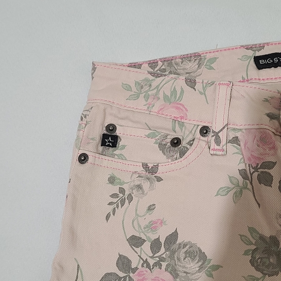 Big Star 1974 Alex Mid Rise Skinny Light Pink Floral Jeans Size 26 - Picture 9 of 12